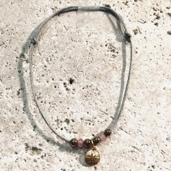 Bracelet cordon CALANQUES Oursin  perles rose bonbon
