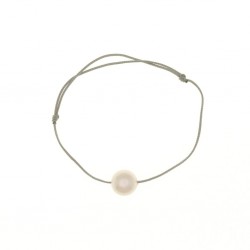 Bracelet PERLE cristal swarovski nacrée sur fashion cord blanche
