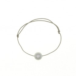Bracelet PERLE cristal swarovski nacrée sur fashion cord grise