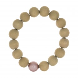 Bracelet BOUDDHISTE CHIC perles bois et cristal rose