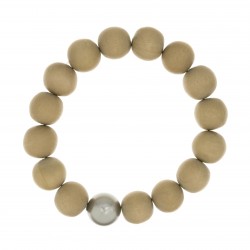 Bracelet BOUDDHISTE CHIC perles bois et cristal grise